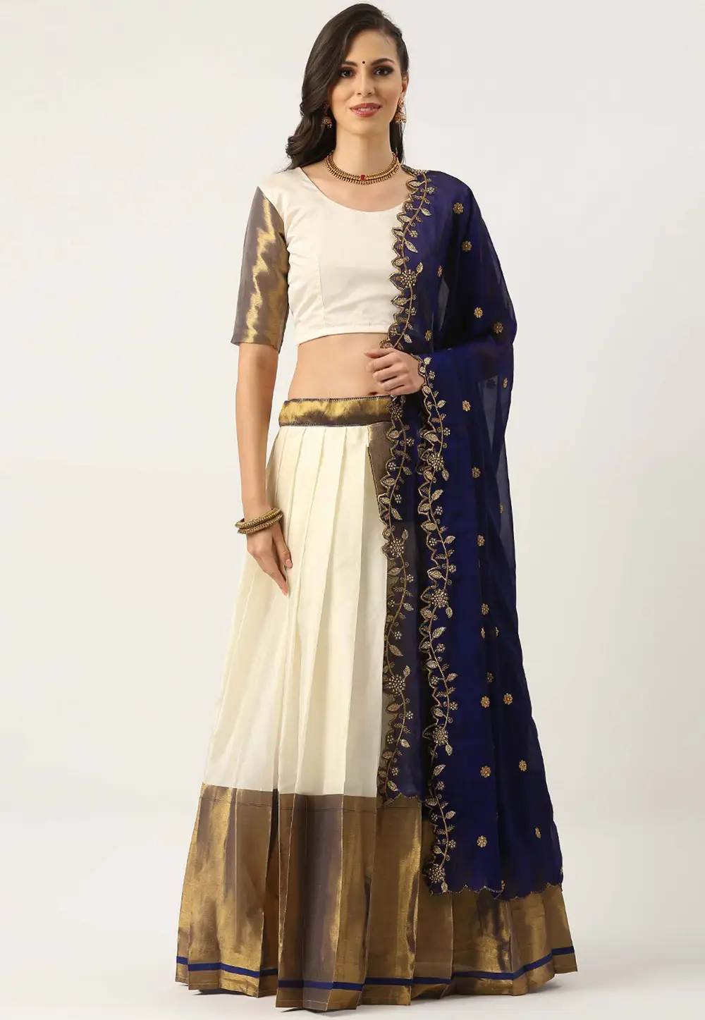 Cream Silk A Line Lehenga Choli 295184