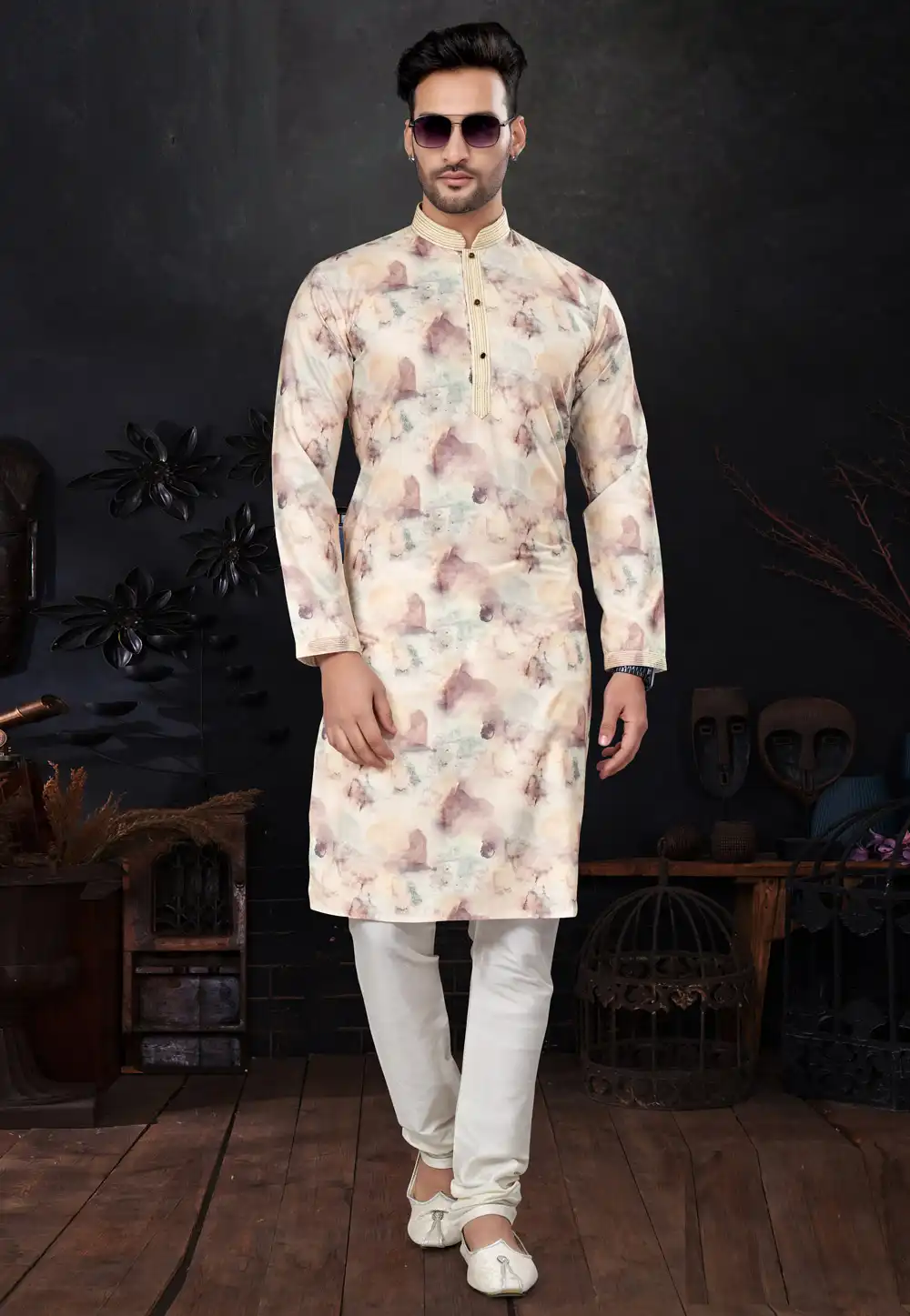 Cream Silk Kurta Pajama 291862