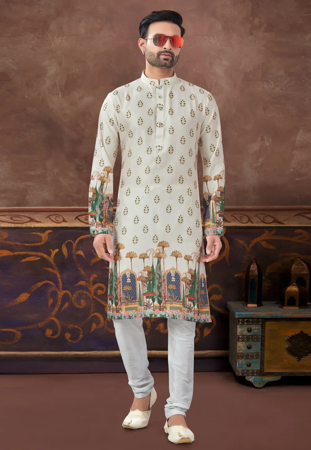 Cream Silk Kurta Pajama 296886