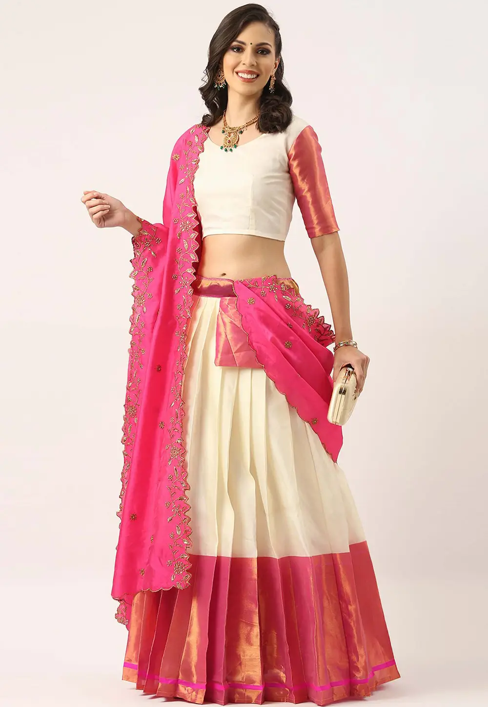 Cream Silk Lehenga Choli 295183