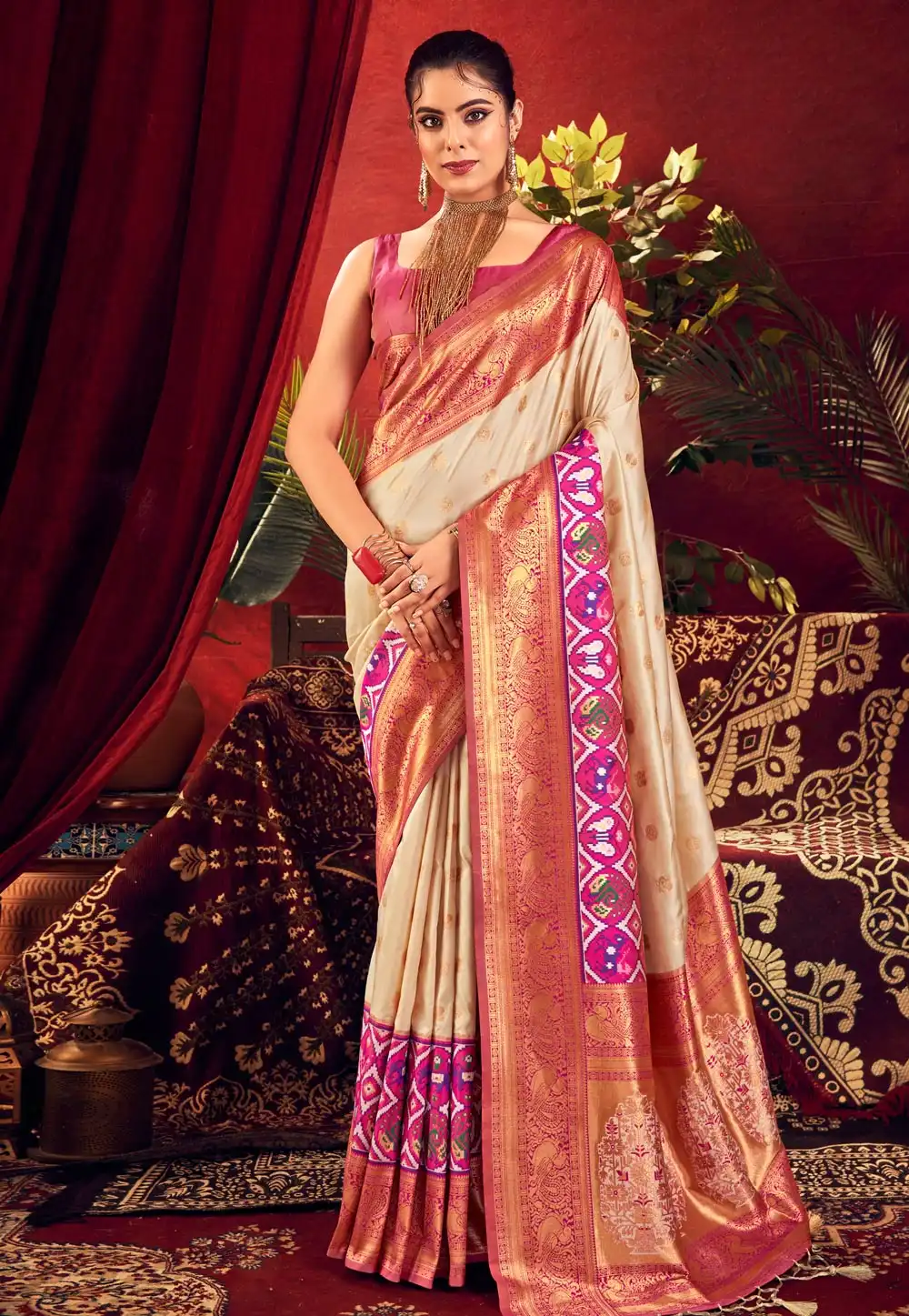 Cream Silk Paithani Saree 290164