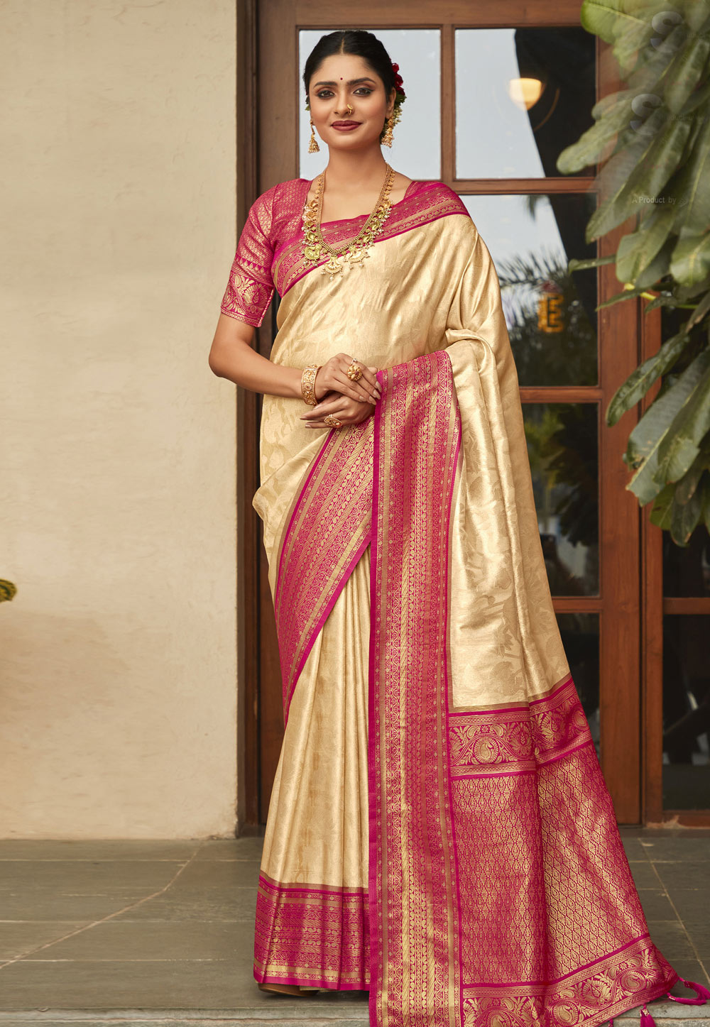 Cream Silk Saree With Blouse 286972