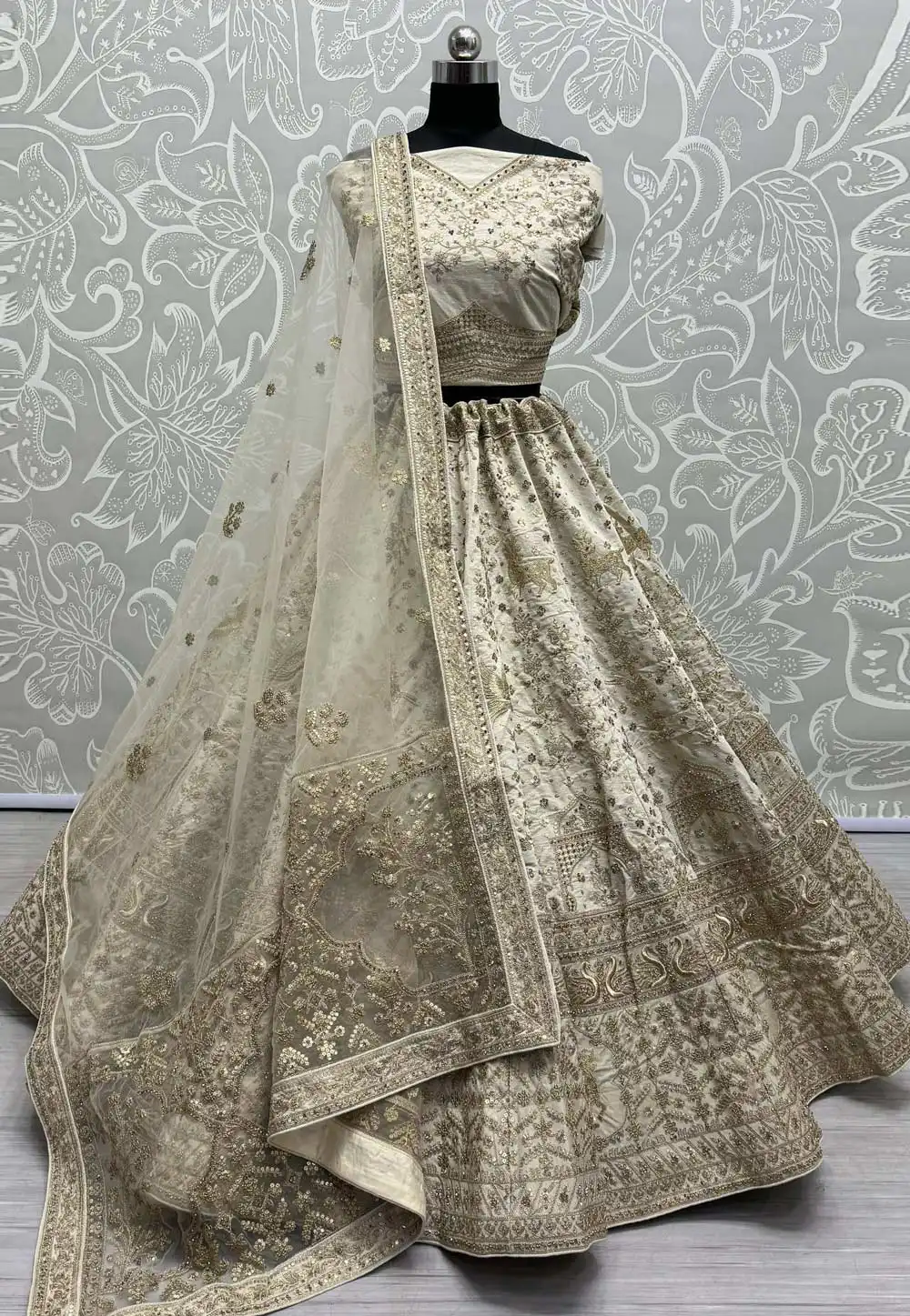 Cream Silk Wedding Lehenga Choli 289838