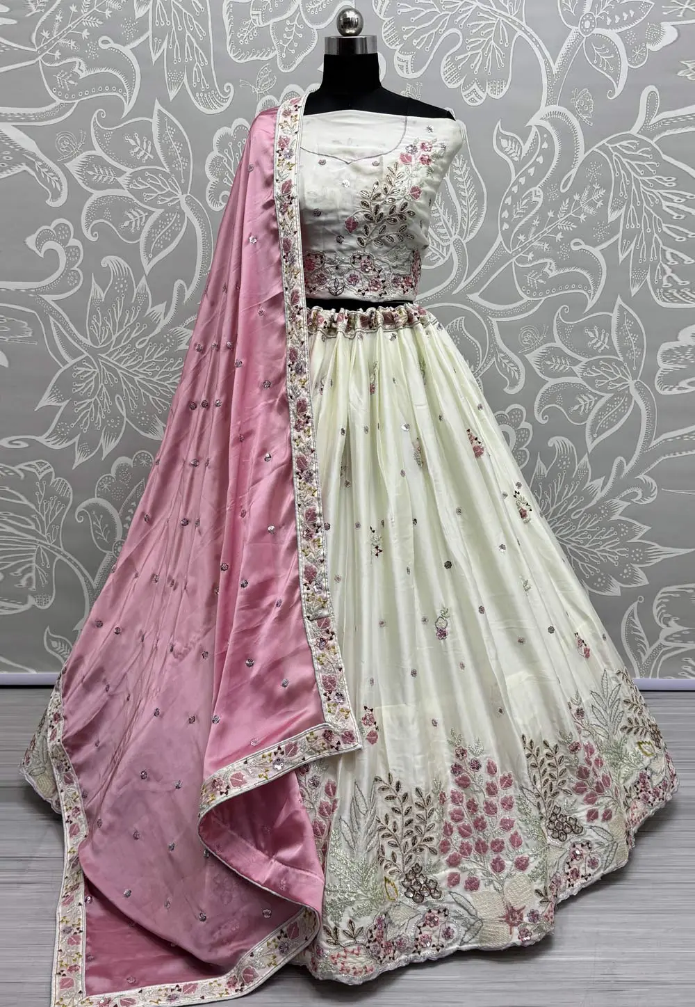 Cream Silk Wedding Lehenga Choli 298911