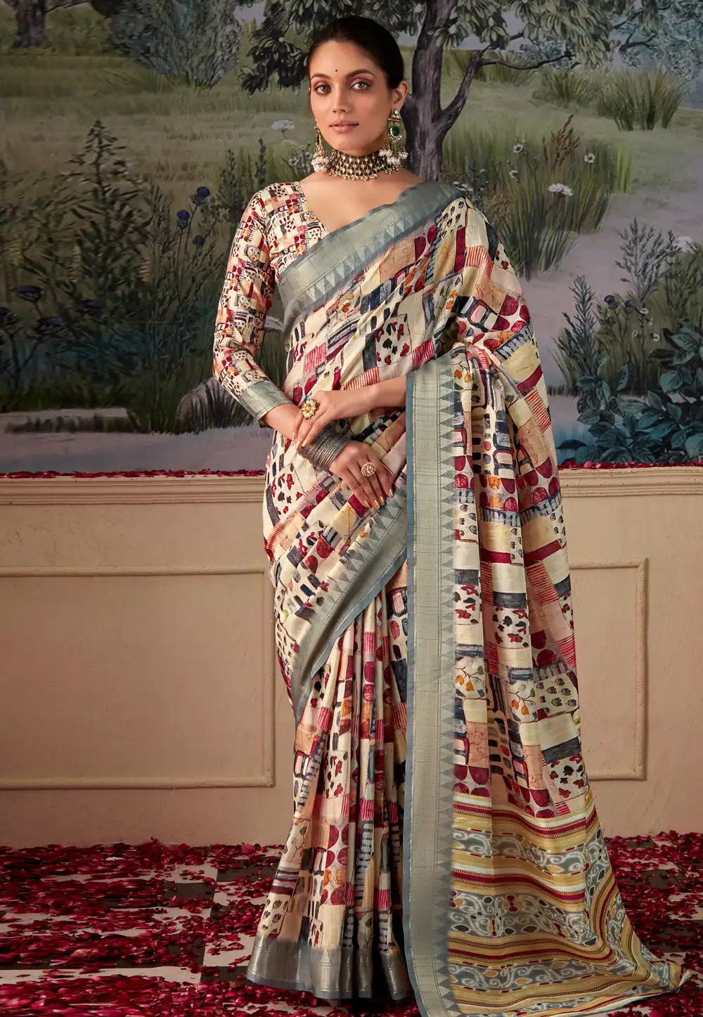 Cream Tussar Silk Saree With Blouse 288920