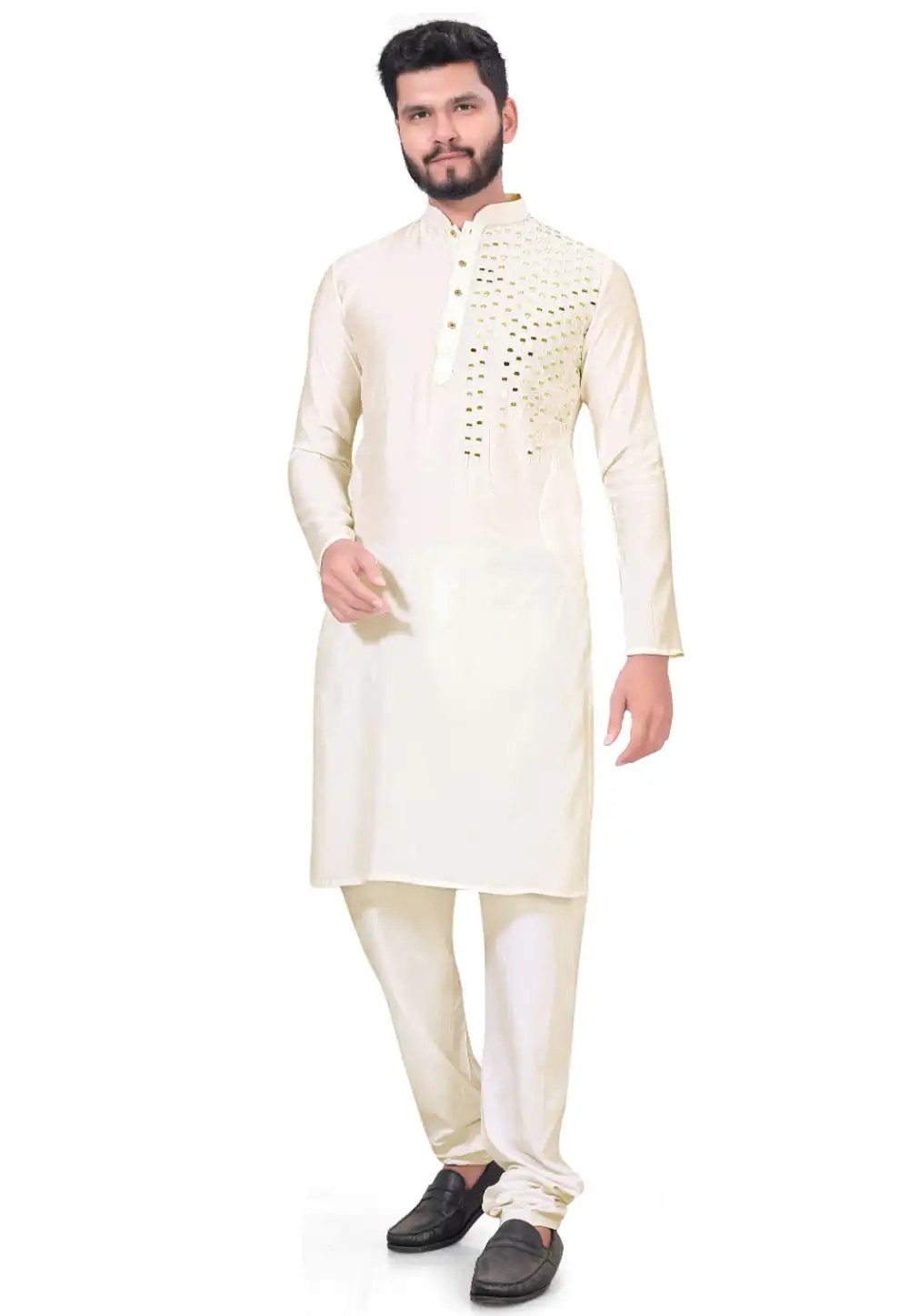 Cream Viscose Kurta Pajama 290114