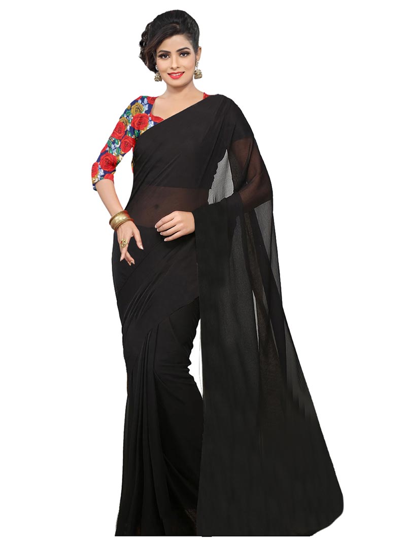 Black Georgette Saree With Blouse 67730