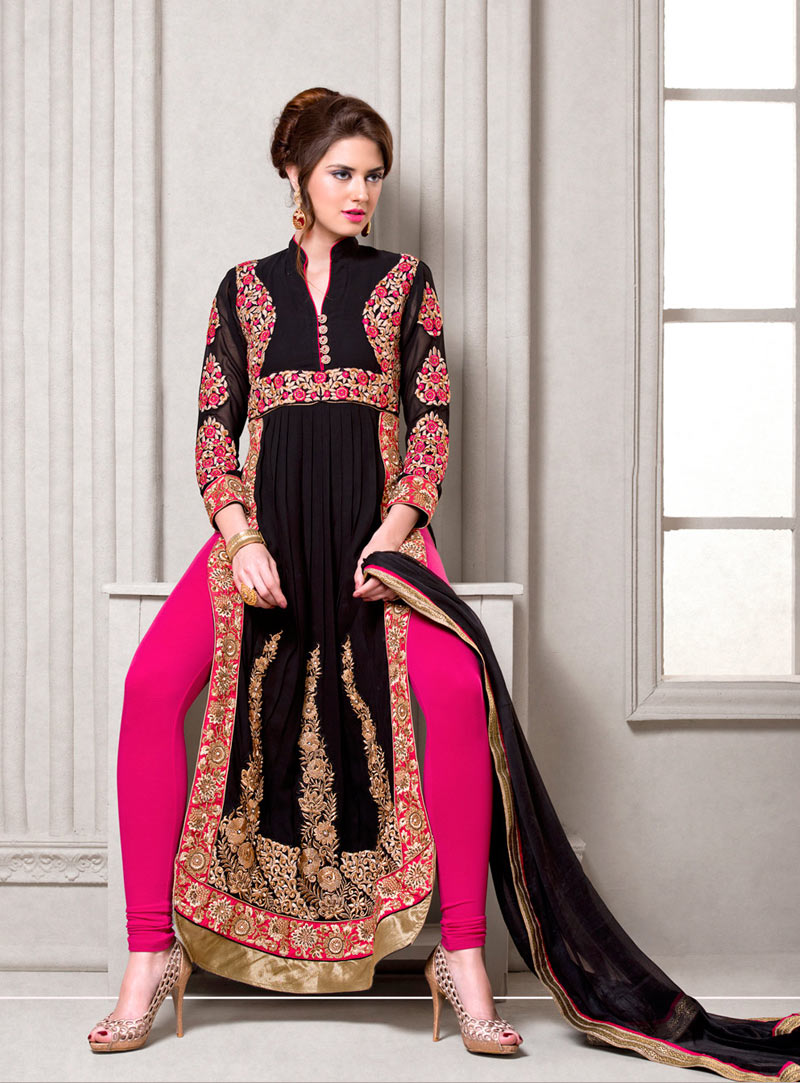 Black Georgette Pakistani Style Suit 70398