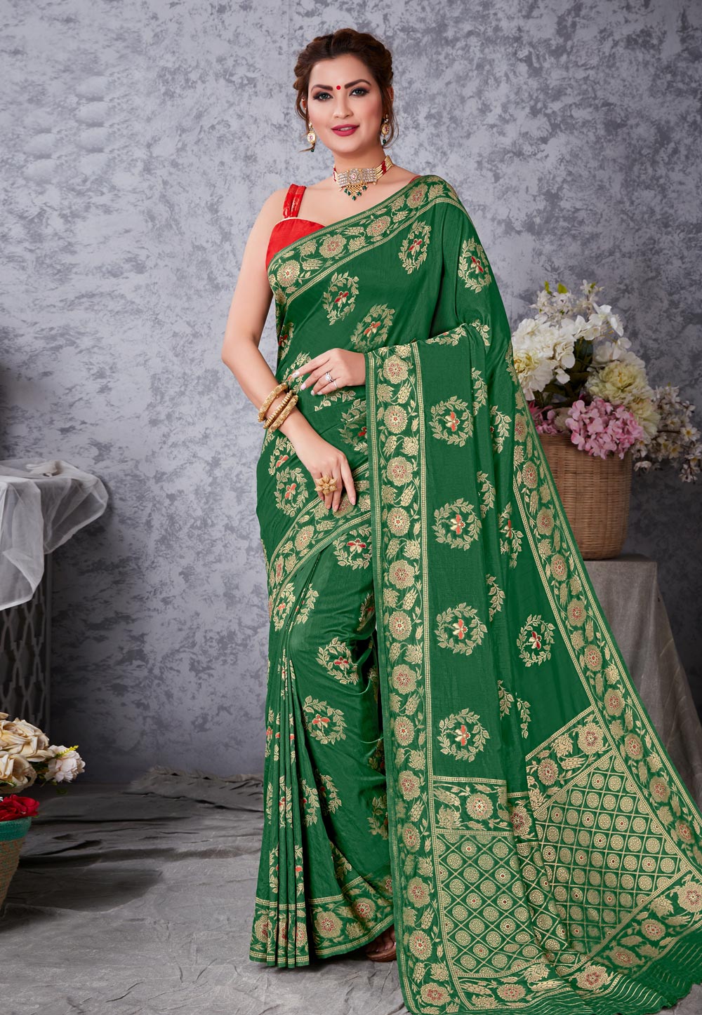 Green Art Silk Festival Wear Saree 219099