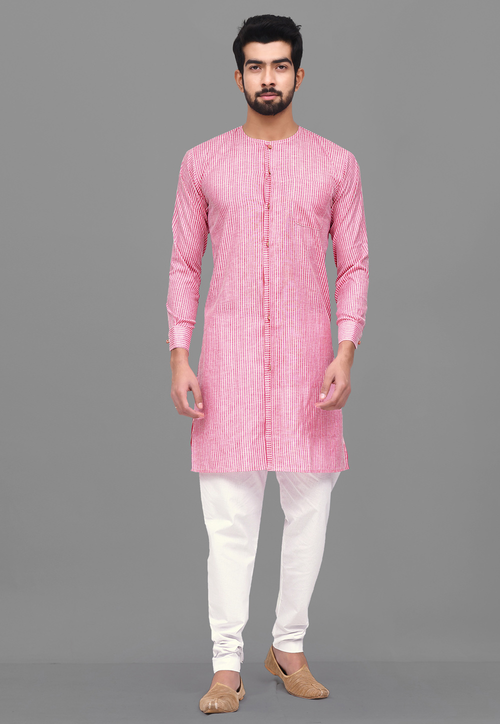 Pink Cotton Kurta Pajama 218637