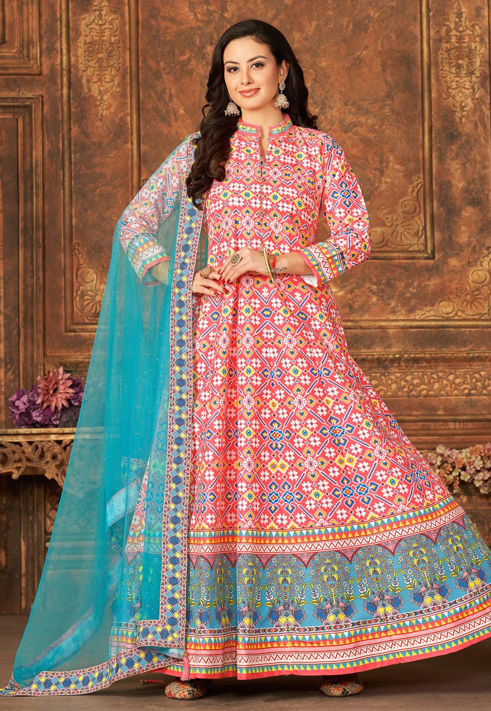 Buy Pakistani Wedding Wear Art Silk Beautiful Anarkali Gown With Designer  Net Dupatta , Ready to Wear Anarkali Gown Suits for Muslim Women Online in  India - Etsy