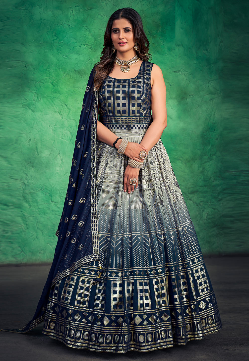 Blue Georgette Anarkali Suit at Rs 790 | Delhi Gate | Surat | ID:  11125403862