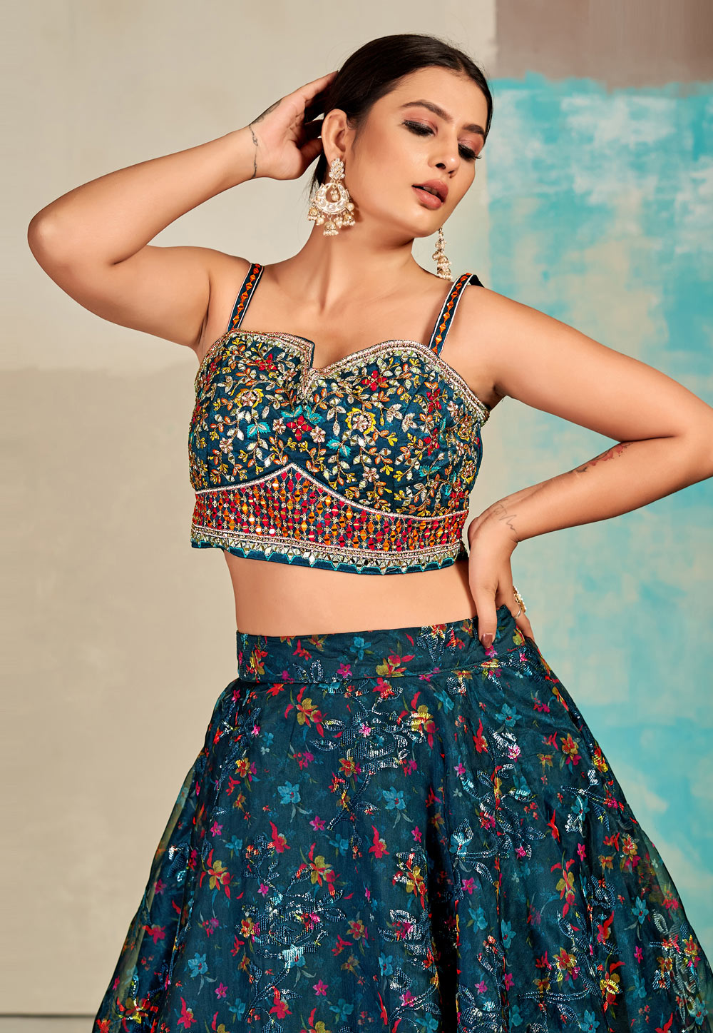 Floral Lehenga with Crop top