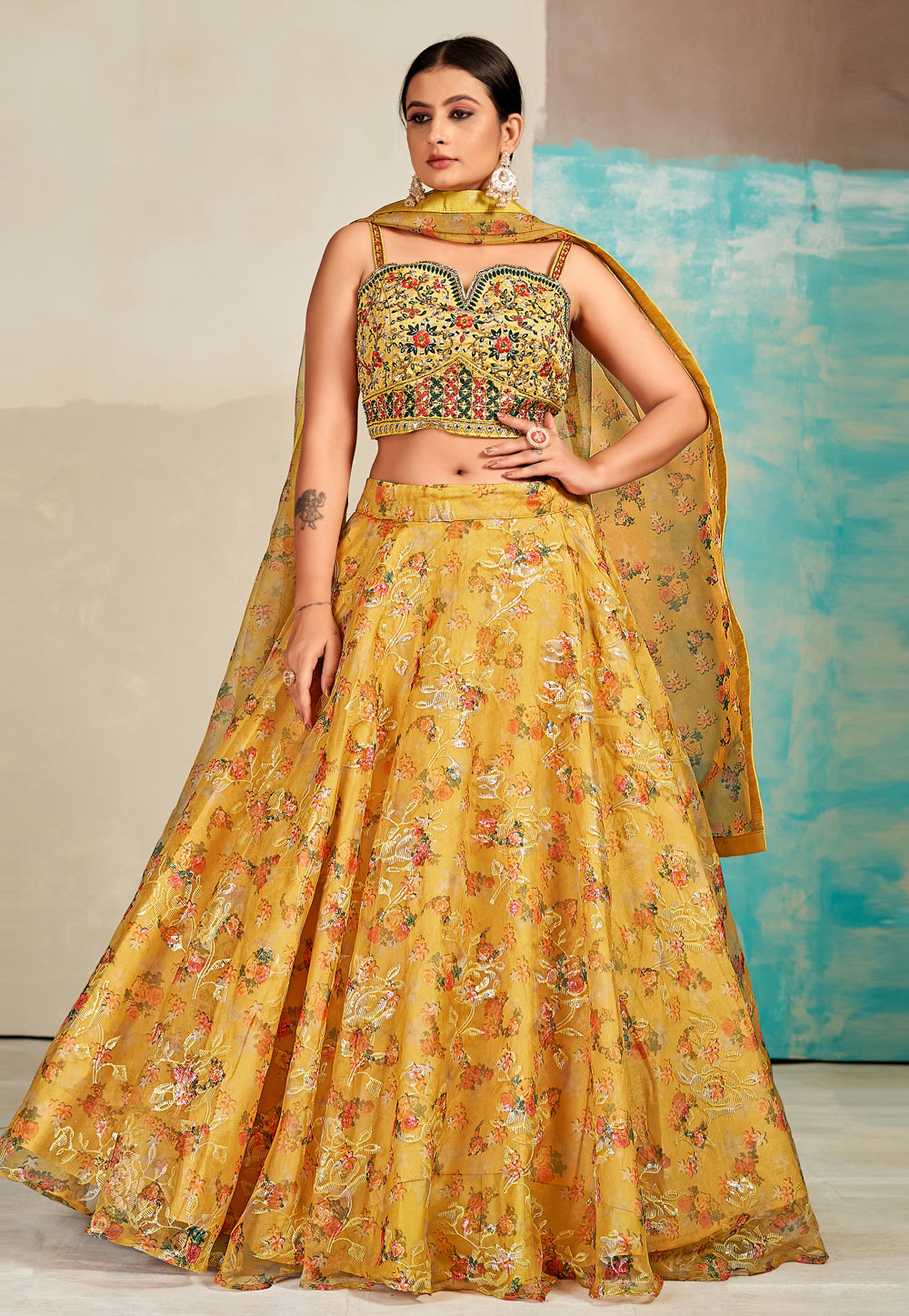 Yellow Colour Dulhan Lehenga Choli, Wedding Lehenga Choli, Party Dress