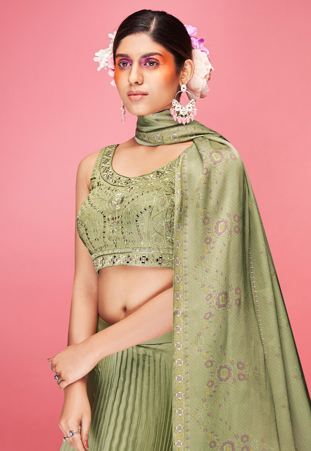 Buy Pista Green Paithani Silk Lehenga Choli (NWG-1414) Online