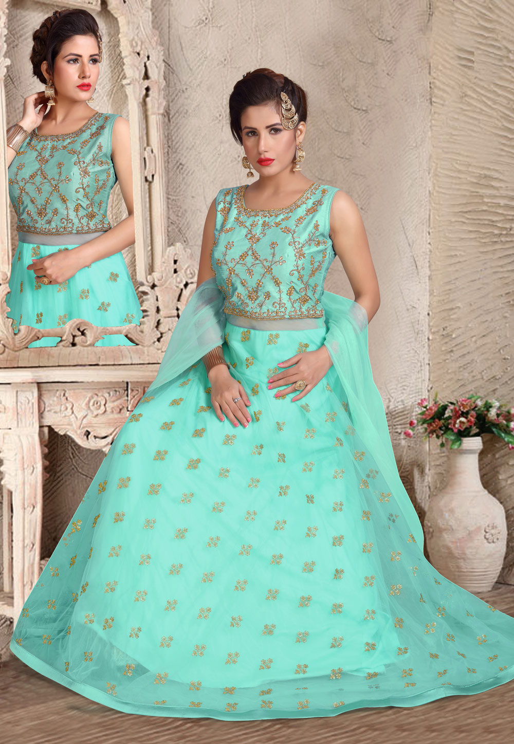 Aqua Net Readymade Floor Length Gown 175816