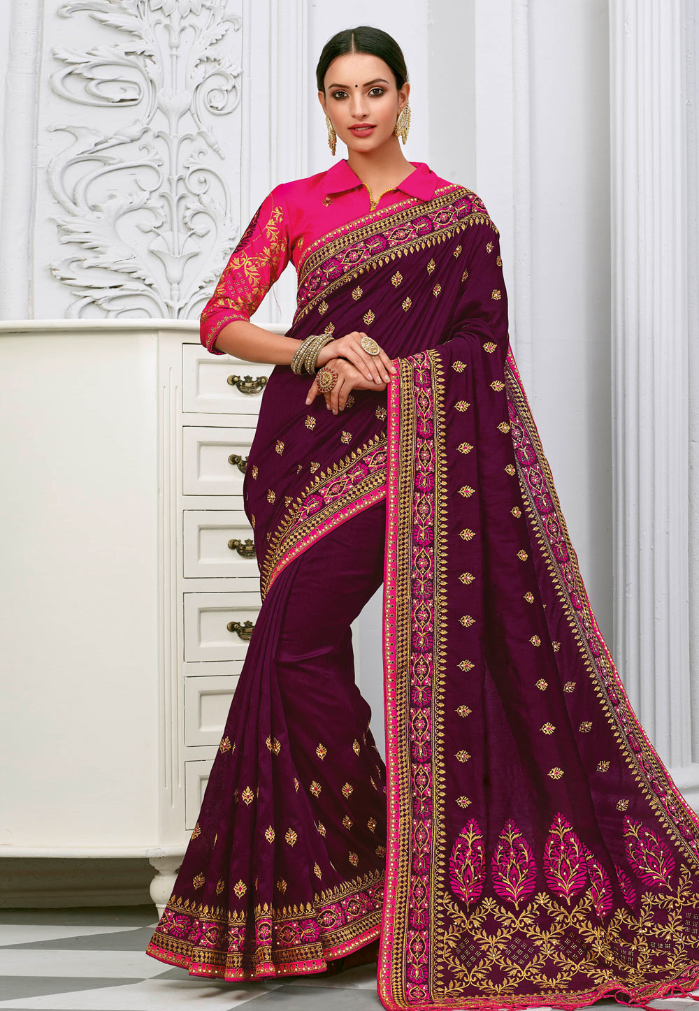 Purple Art Silk Festival Wear Saree 207102