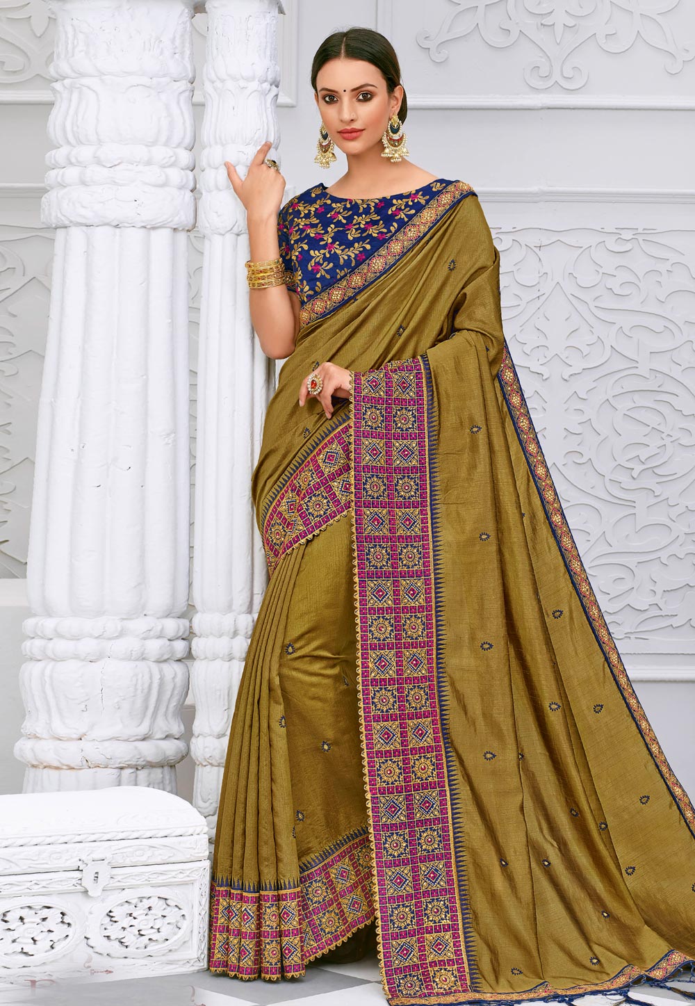 Mehndi Art Silk Festival Wear Saree 207110