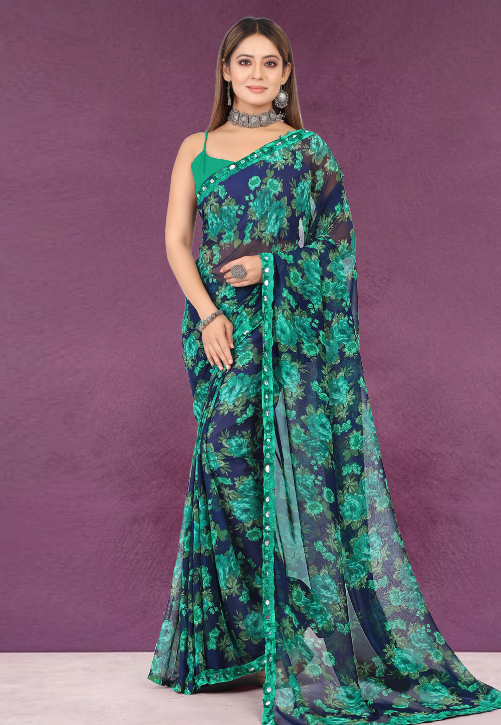 Green Georgette Saree With Blouse 268749
