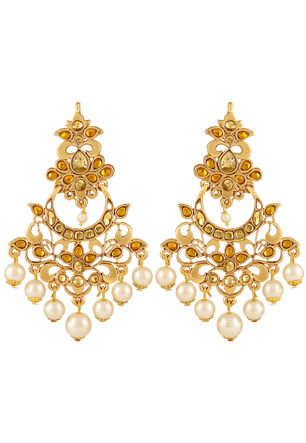 Golden Zinc Kundan Drops Earrings 191299