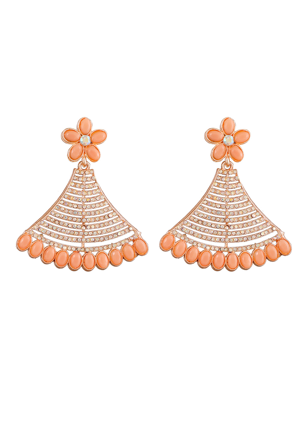 Peach Alloy Artificial Stone Earrings 254144