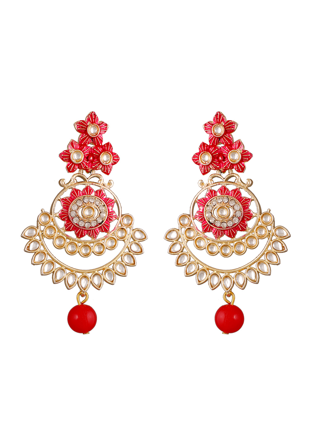 Red Alloy Beads Earrings 254160