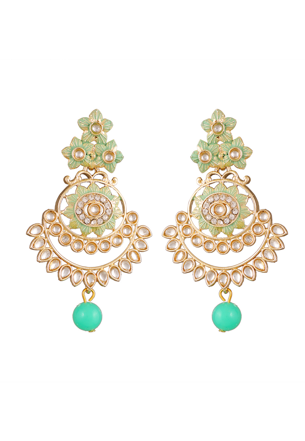 Light Green Alloy Beads Earrings 254161