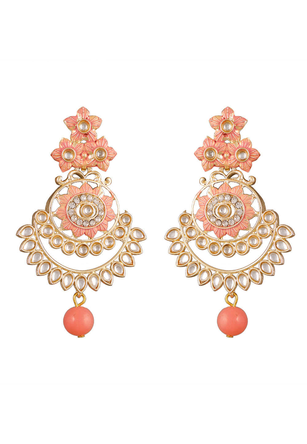 Peach Alloy Beads Earrings 254162