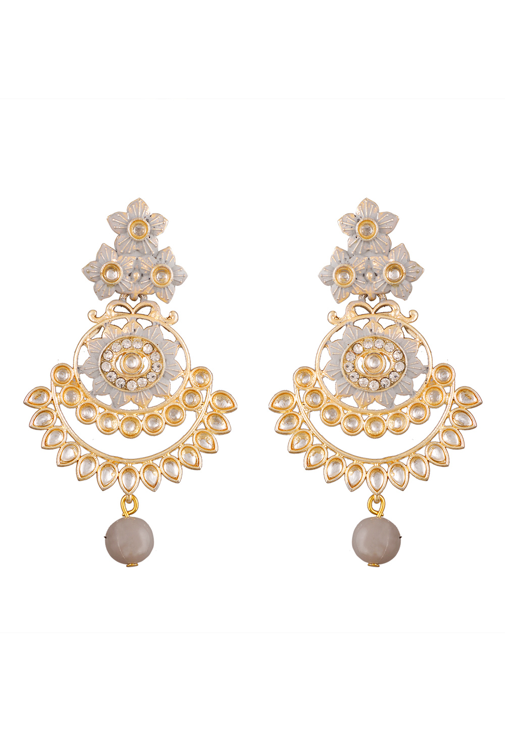 Grey Alloy Beads Earrings 254163