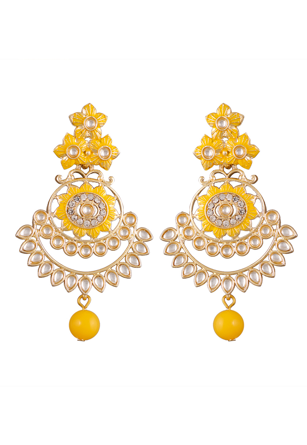 Yellow Alloy Beads Earrings 254164