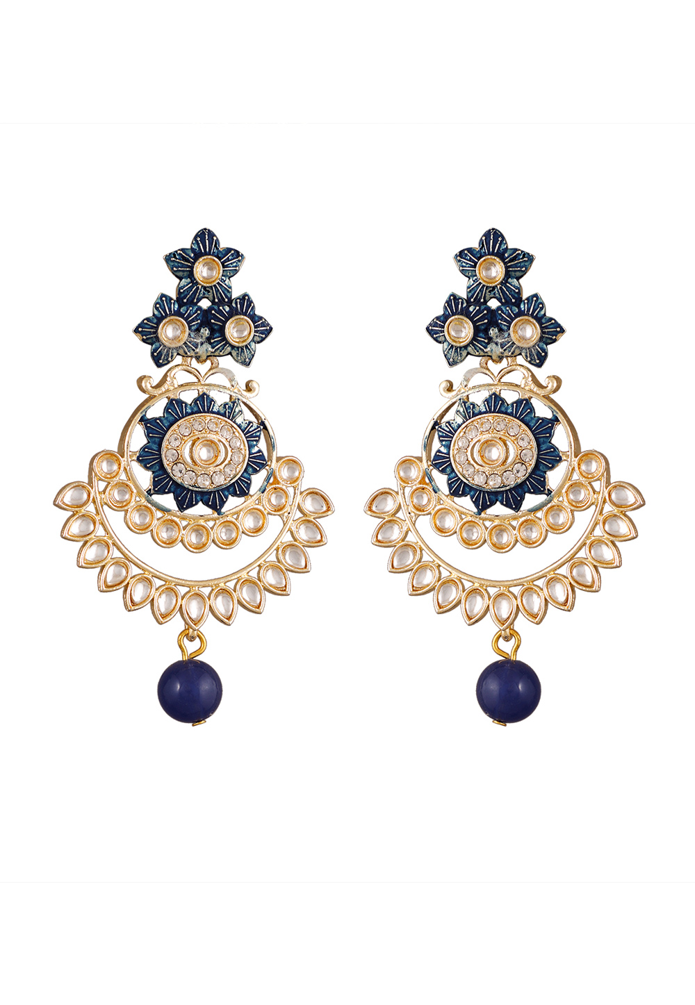 Navy Blue Alloy Beads Earrings 254166