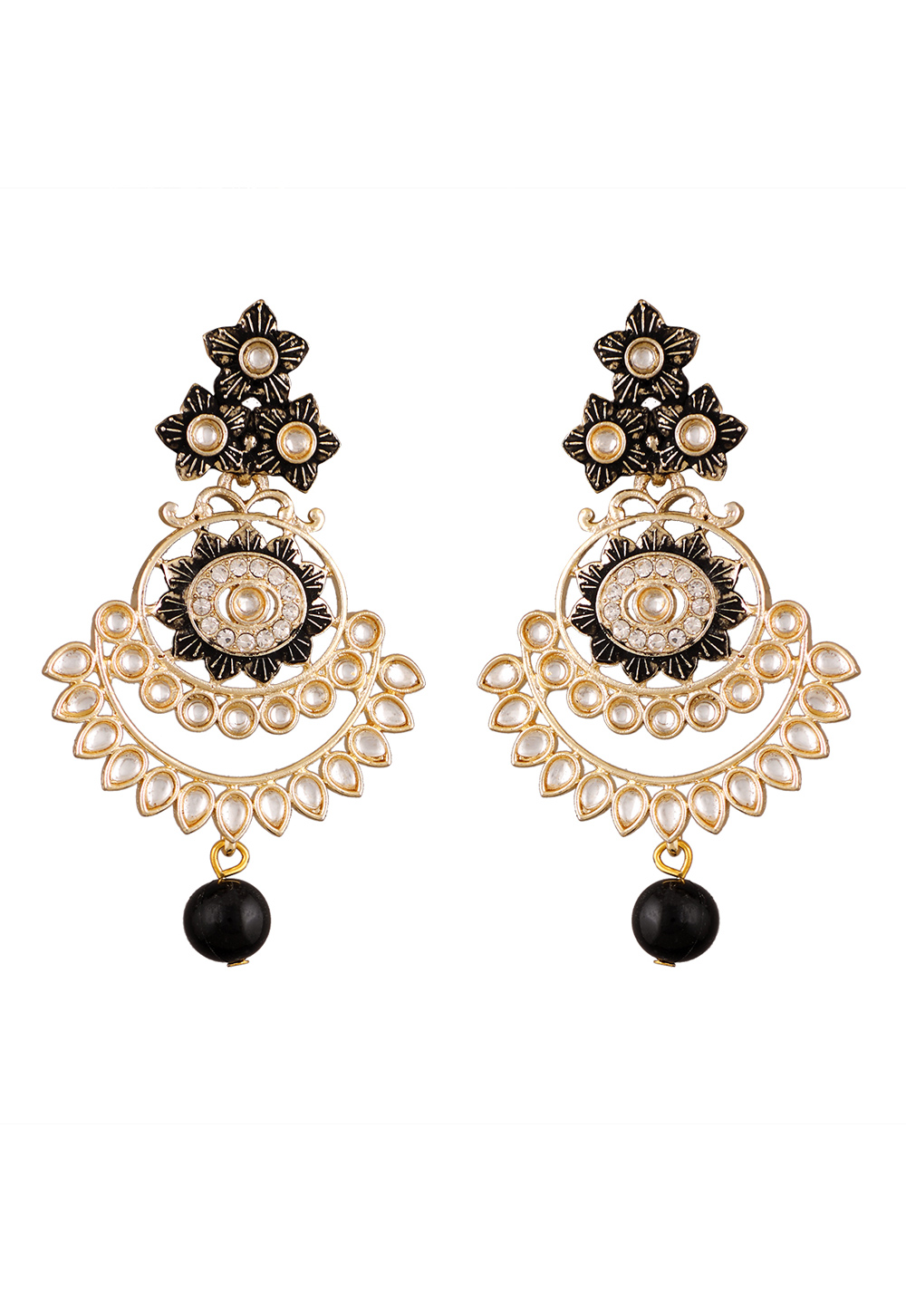 Black Alloy Beads Earrings 254167
