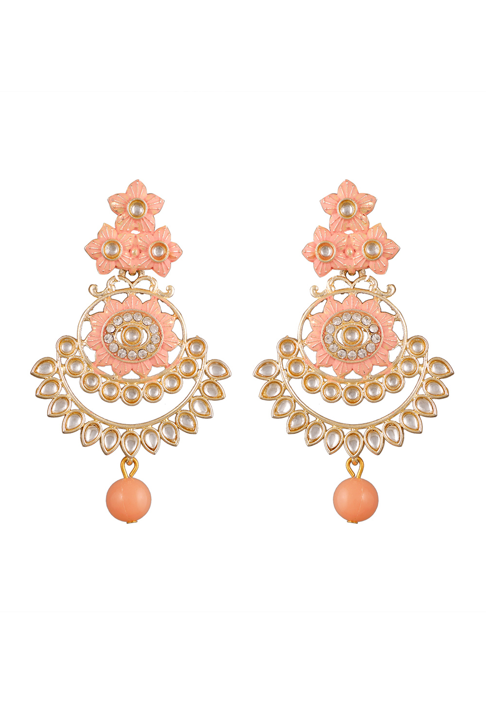 Peach Alloy Beads Earrings 254170