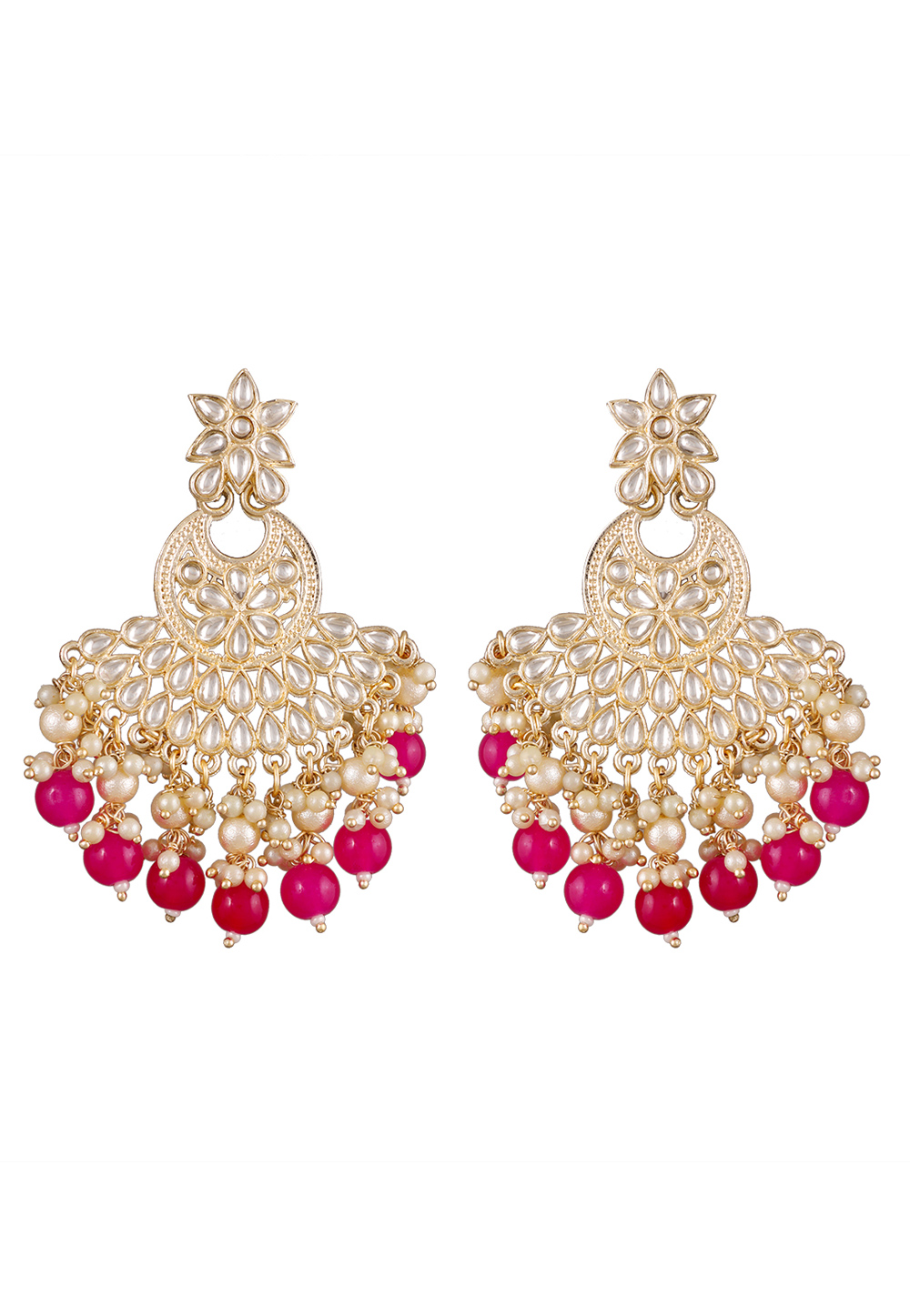 Pink Alloy Kundan Earrings 254553