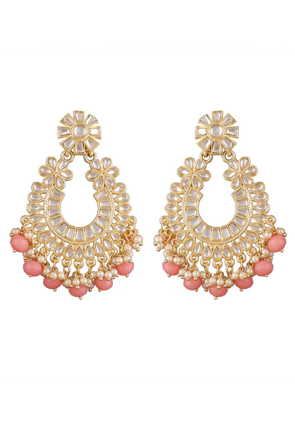 Pink Alloy Kundan Earrings 254565