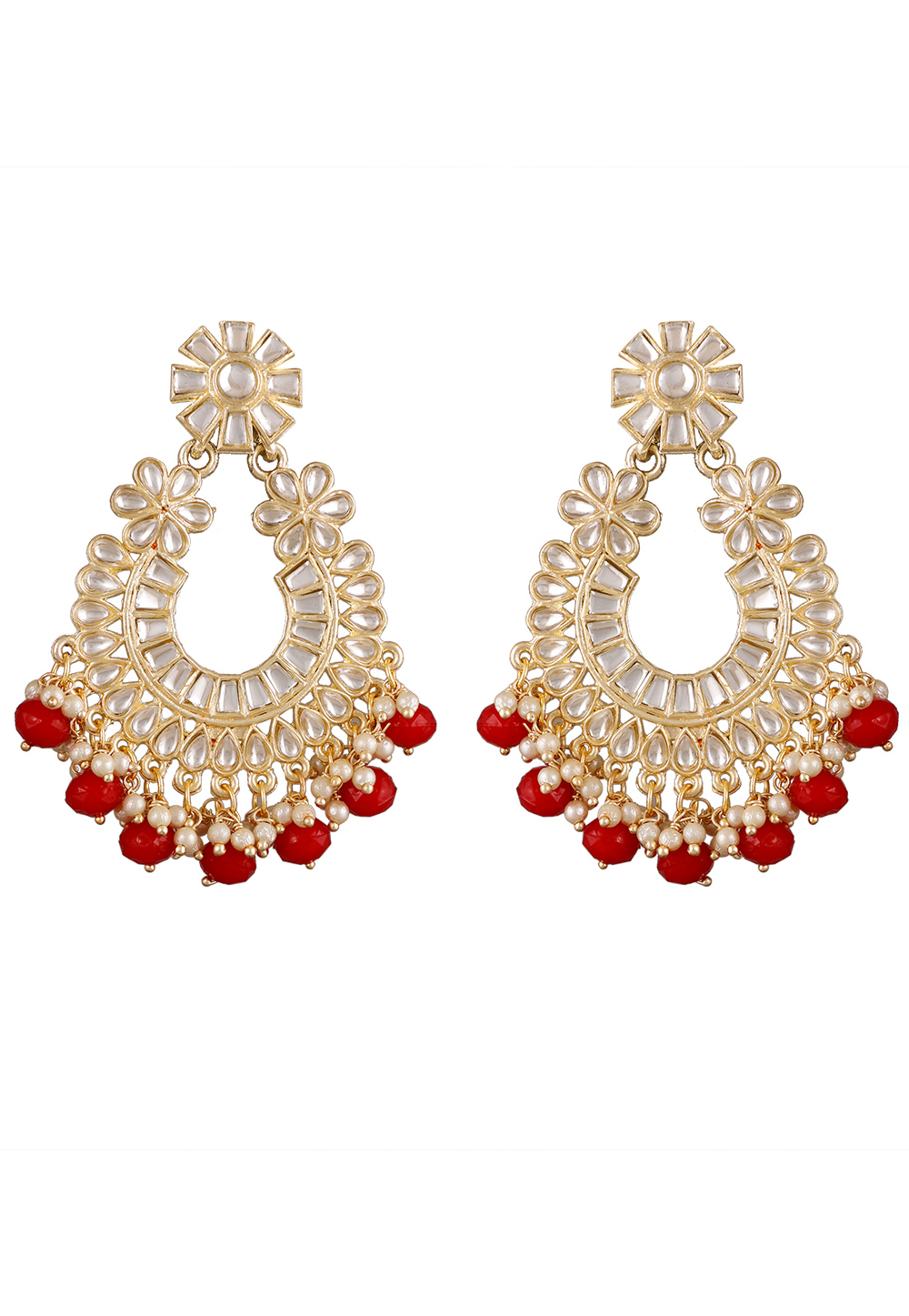 Maroon Alloy Kundan Earrings 254567