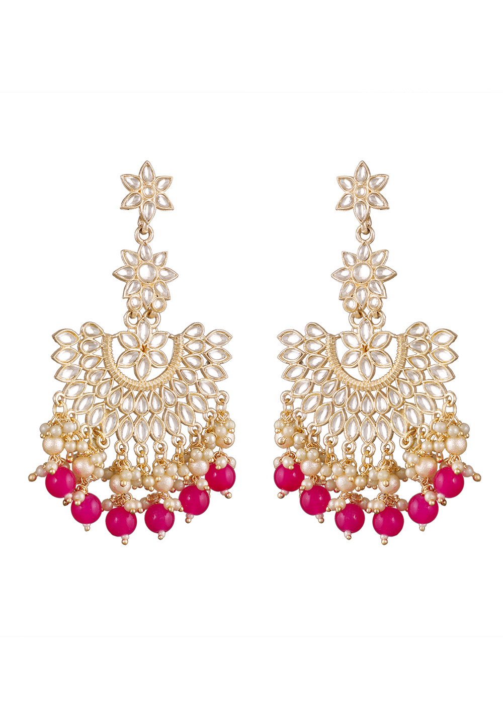 Pink Alloy Kundan Earrings 254581