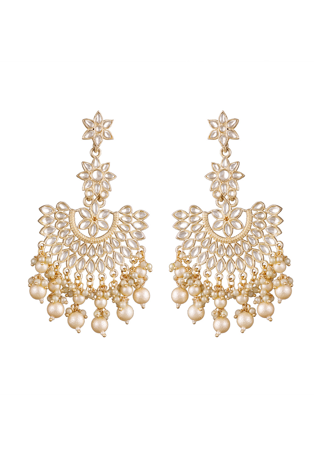 Off White Alloy Kundan Earrings 254583