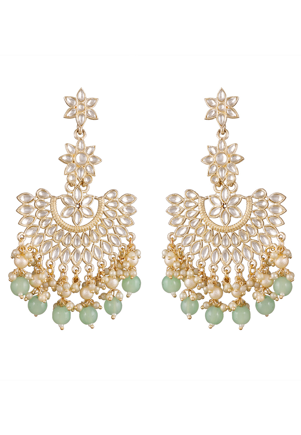 Sea Green Alloy Kundan Earrings 254584