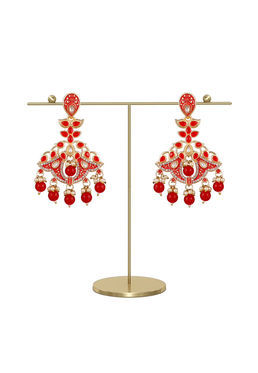 Red Zinc Pearl Earrings 247440