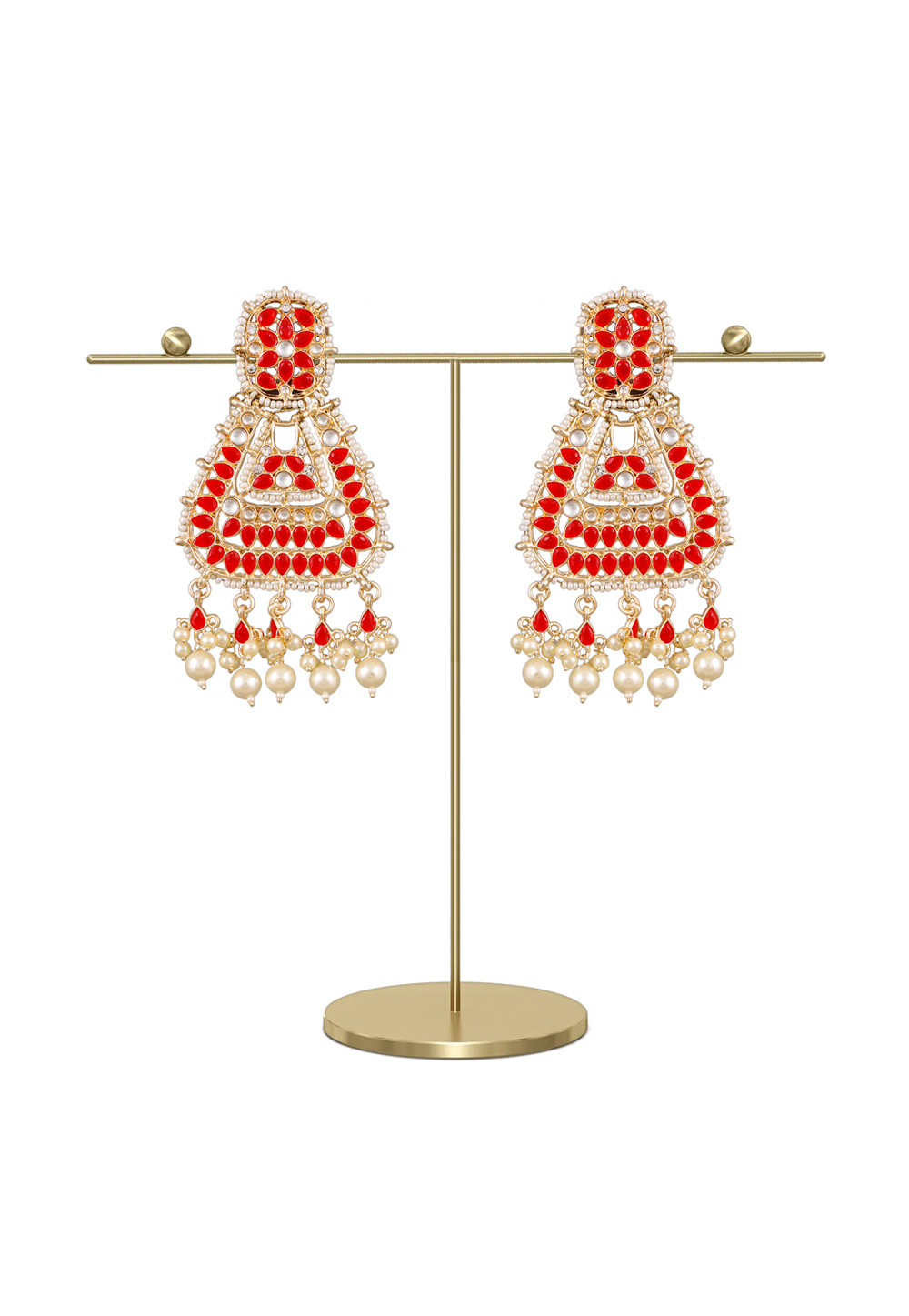 Red Zinc Pearl Earrings 249132