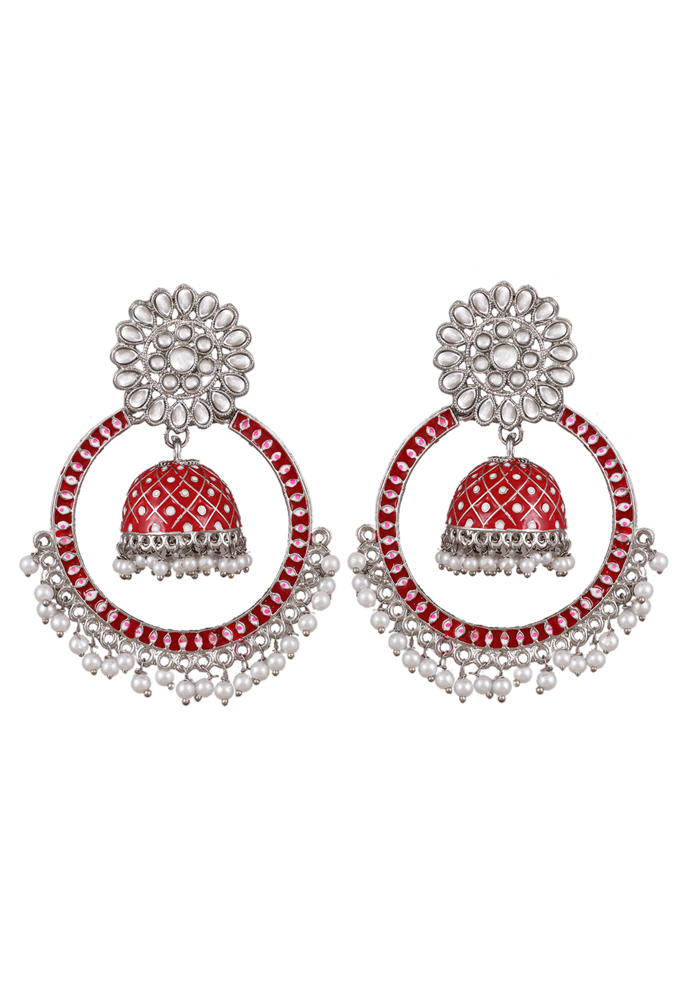 Red Zinc Pearl Earrings 249434