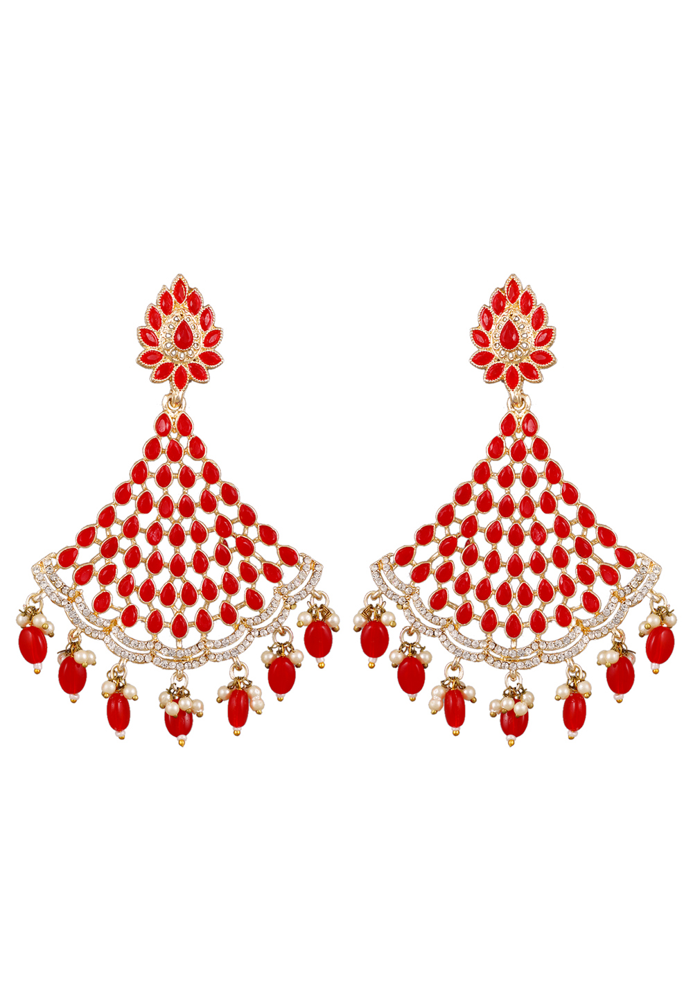 Red Zinc Pearl Earrings 249438