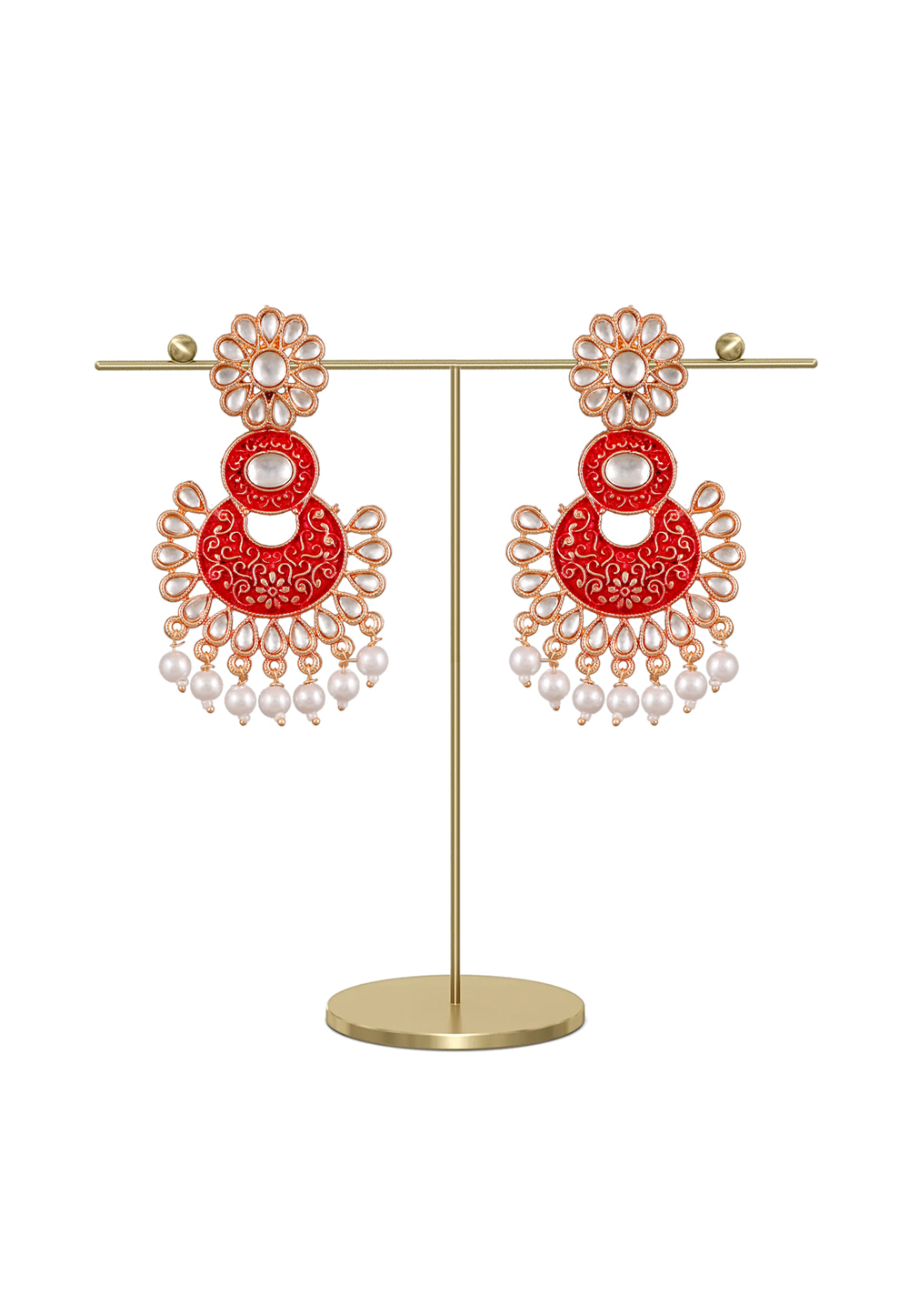 Red Zinc Pearl Earrings 249451