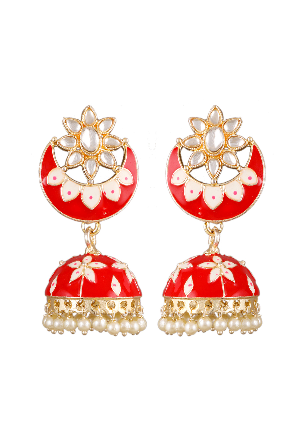 Red Zinc Pearl Earrings 251345