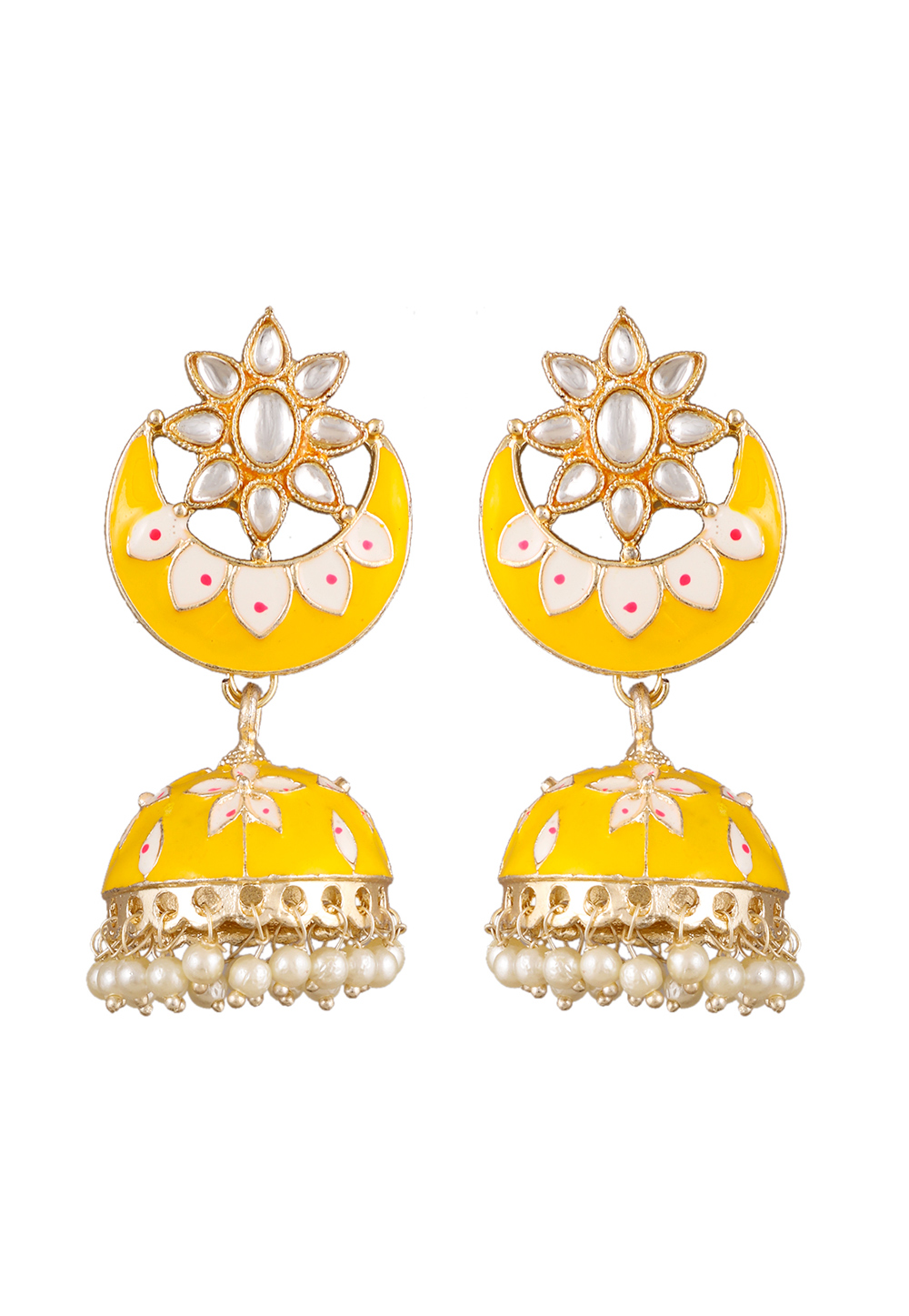 Yellow Zinc Pearl Earrings 251348