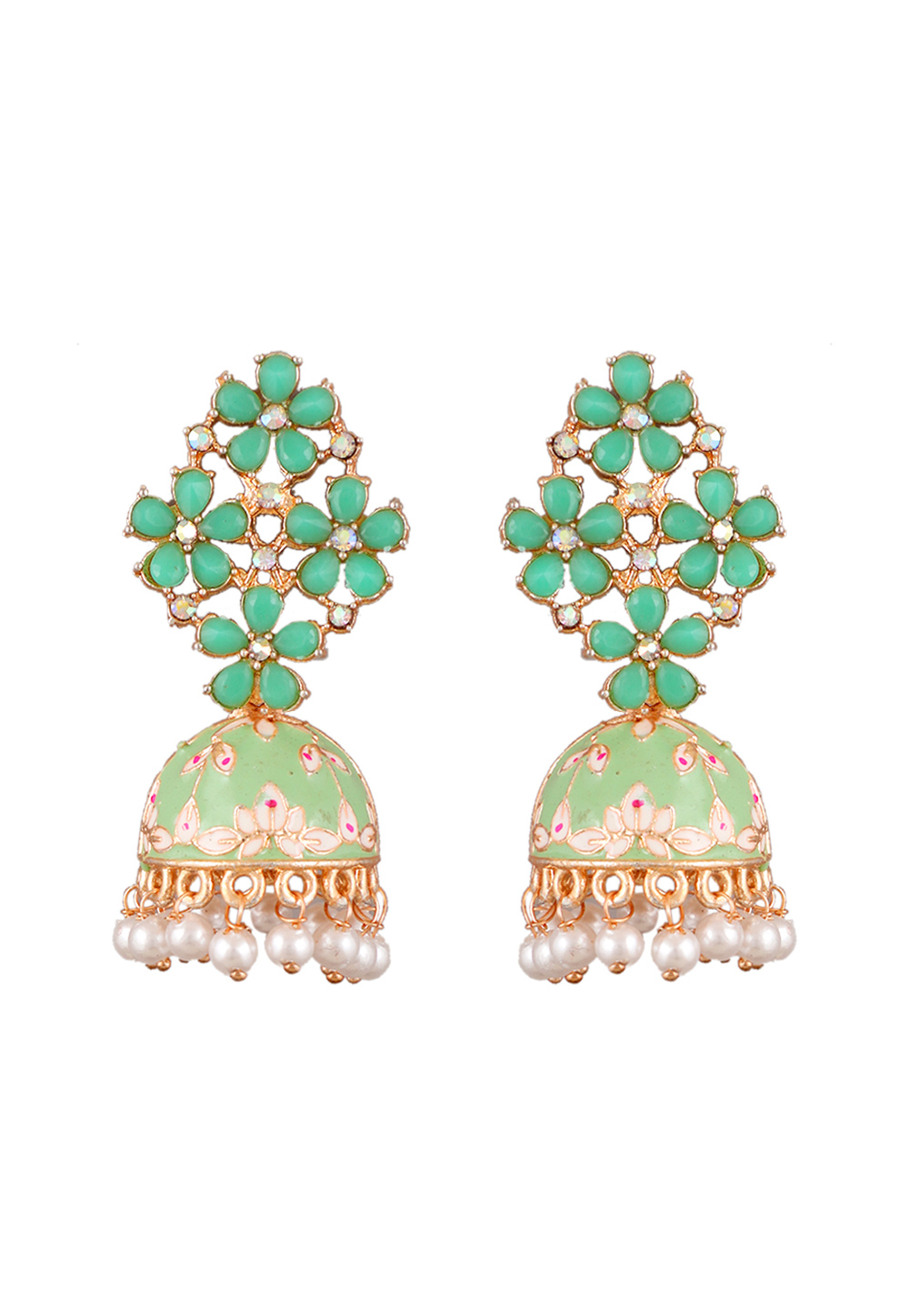 Sea Green Zinc Pearl Earrings 251351