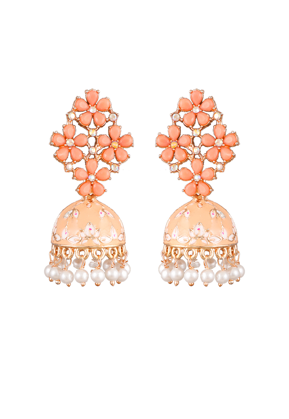Peach Zinc Pearl Earrings 251356