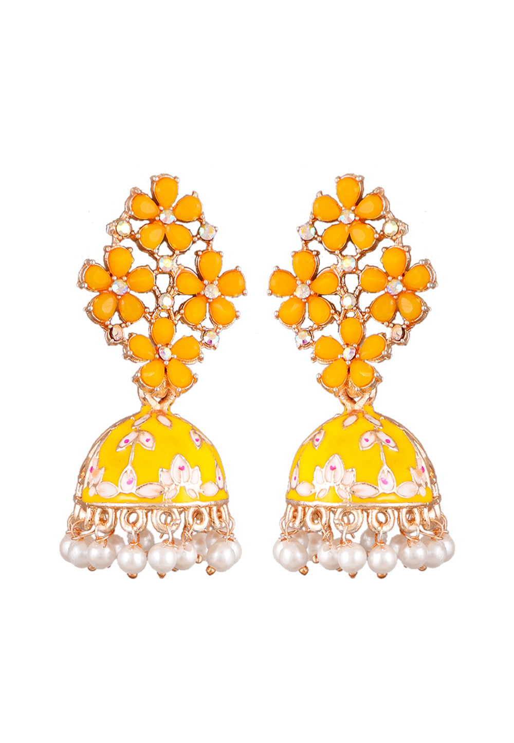 Yellow Zinc Pearl Earrings 251358