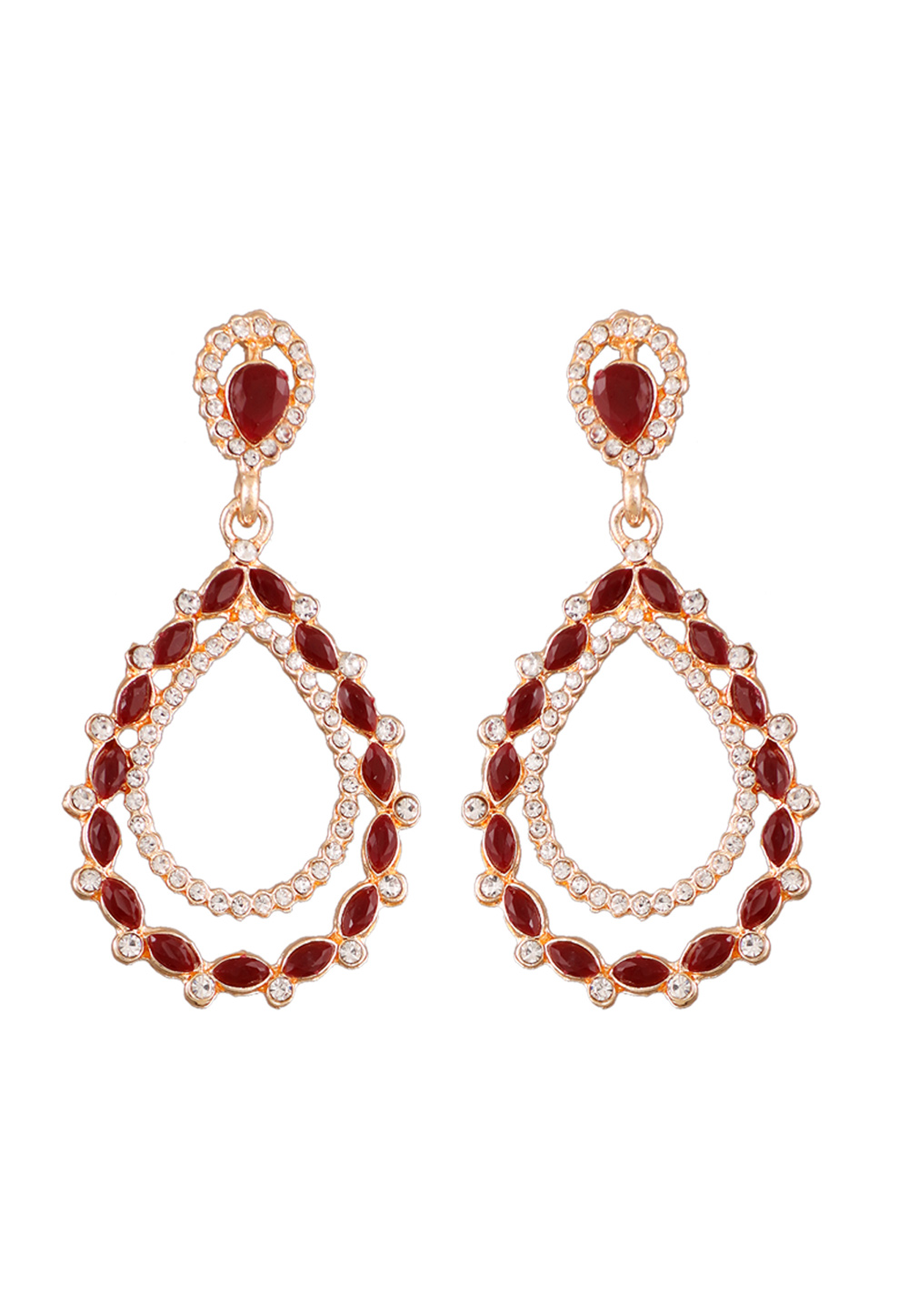 Maroon Zinc Pearl Earrings 251369